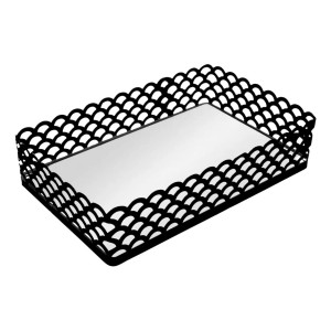 BANDEJA DE METAL COM ESPELHO ARLES PRETO FOSCO 21CMX13CMX5CM - REF. 220774