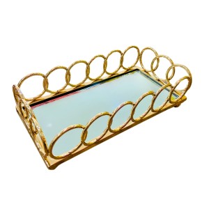 BANDEJA RETANGULAR DOURADA - REF. QA-249