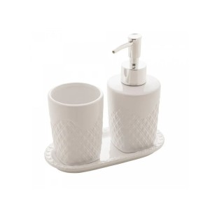 CJ 3PC P/BANHEIRO DE CERAMICA SUMMIT BRANCO E PRATEADO - REF. 4615